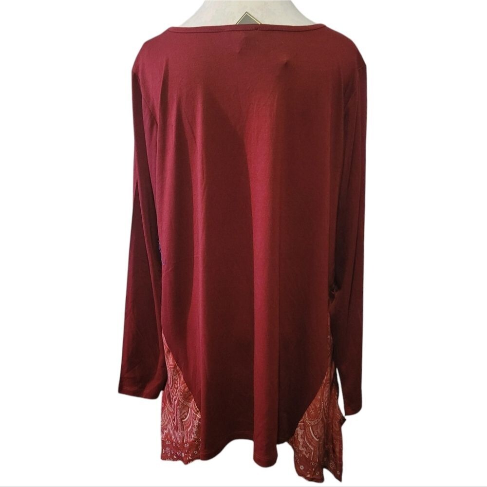 DG2 Diane Gilman Scarf-Print Side Panel Tunic Top - NWT - Picture 6 of 8